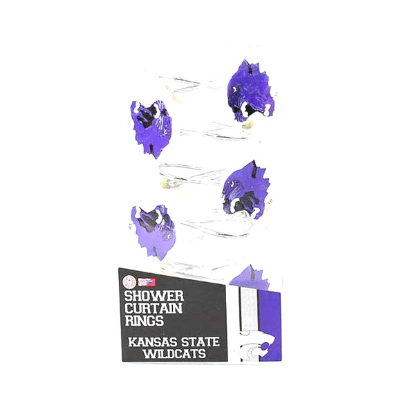 Kansas State Wildcats Shower Rings 12 pc Hooks NCAA Curtain Team Logo Bath Dorm - Picture 2 of 3